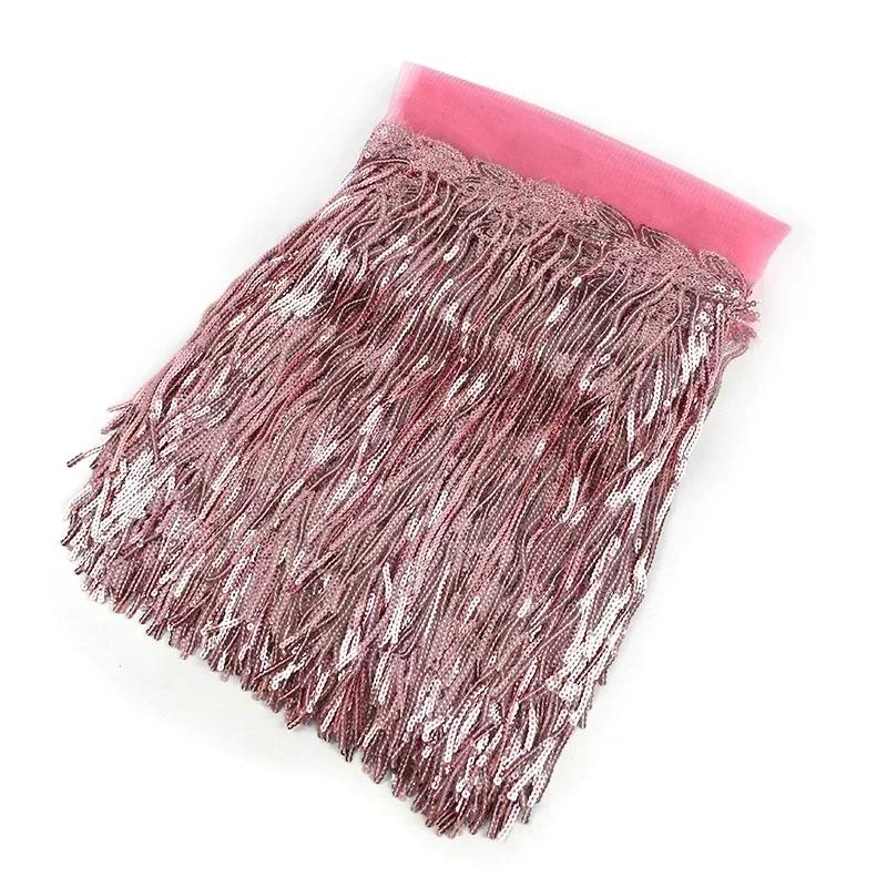 1-10Yards Meetee 18cm Sequin Fringe Trim Tassel Glitter Lace Fringes for Dance Clothes Dresses Decorative DIY Sewing Accessories