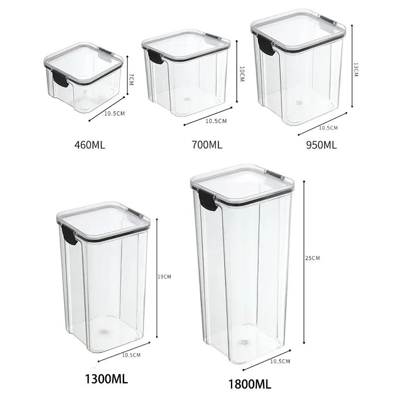 1/4Pcs Sealed Jars Kitchen Grain Storage Organizer Large Tank Plastic Moisture-proof Storage Box Household Seasoning Jars Set