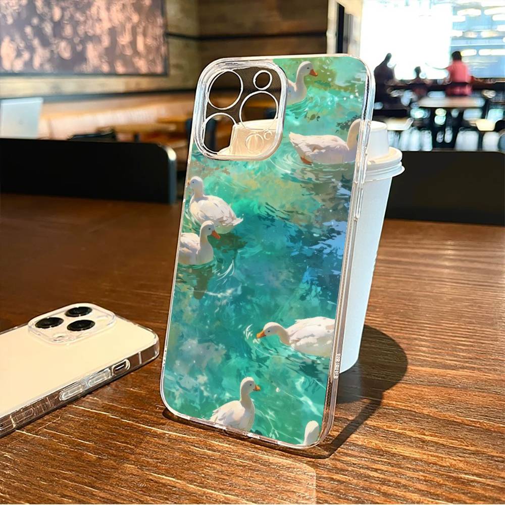 Leisurely Goose Phone Case For iPhone17,16,15,14,13,12,11 Plus,Pro Max Soft Transparent Cover