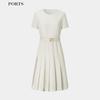 Ports Women's Classic V-Neck Pleated Midi Dress