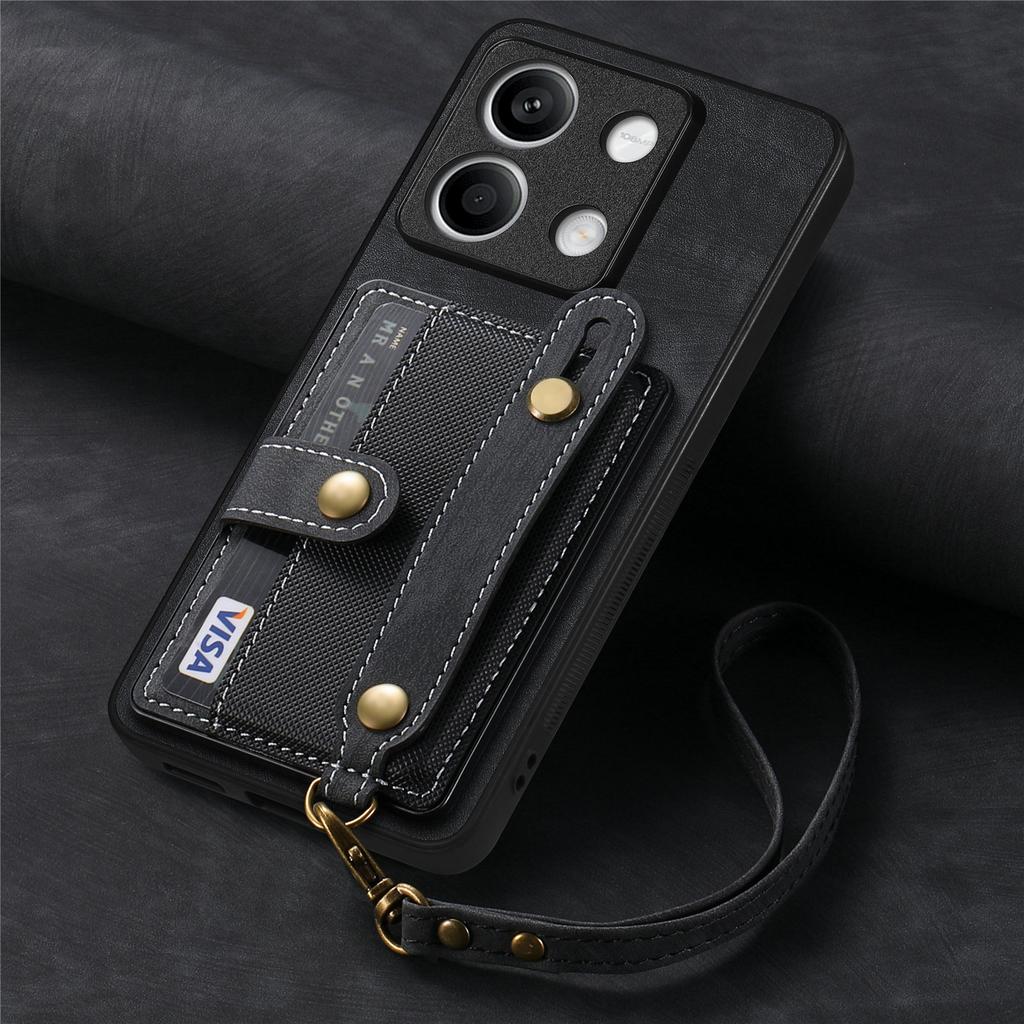 For Redmi Note 15 14 13 Pro Plus K90 Phone Case Wristband Leather Wallet Card Pocket Xiaomi 17 Pro Max 15 15T Poco F7 X7 Cover