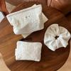 Portable White Lace Makeup Bag Zippered Waterproof Cosmetic Pouch Multi-purpose Lipstick Headphone Storage Travel