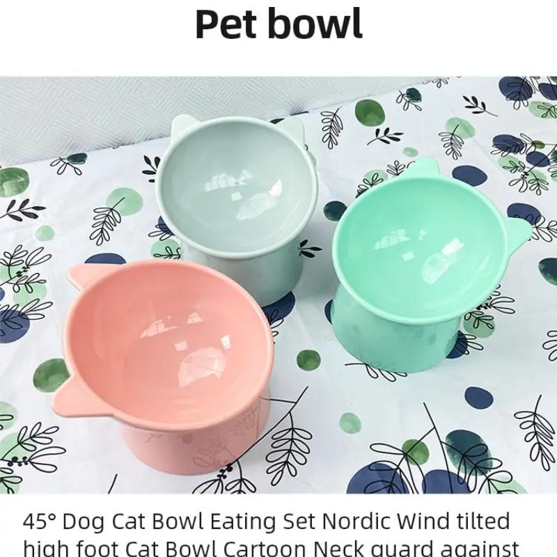 Pet Bowls with Inclined High Bottoms To Protect the Neck of Pets, Dog and Cat Water Bowls To Prevent Overturning
