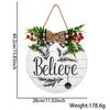 Joyful 28cm Wooden Christmas Door Plaque With Colorful Prints For Atmosphere Festive