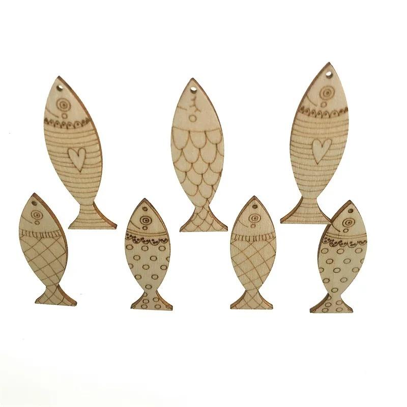 50 Stück 50mm Unbearbeitete Holzfischform Holzscheiben Holzmalerei Großhandel Bastelartikel für Kinder zum Bemalen für Bastelarbeiten DIY Heimdekoration