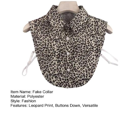 Fake Collar Leopard Print Detachable Lapel Collar Women Lightweight Breathable Half Shirt Collar Dresses Blouses Accessory