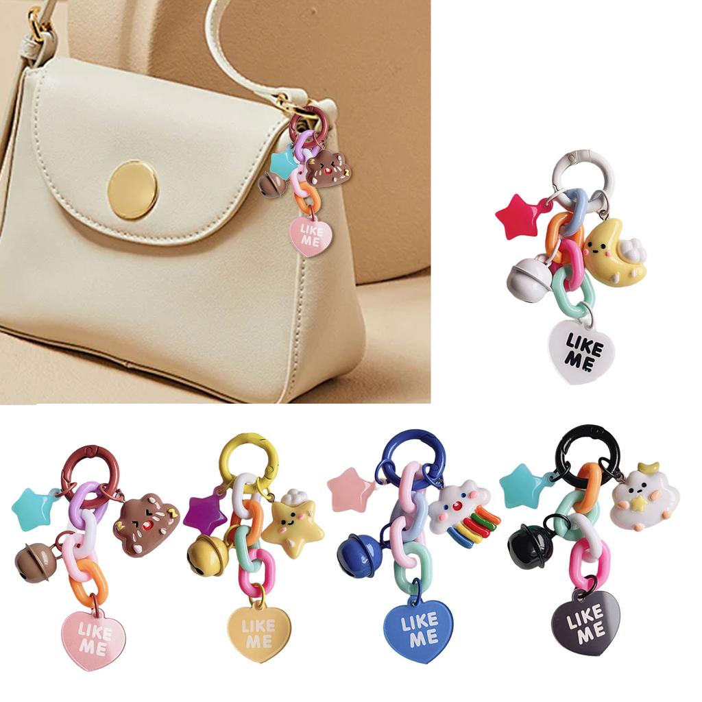 Moon Cloud Star Bell Heart Pendant Keyring Handmade Resin Keychain Women's Handbag Decoration Elegant Bag Ornament