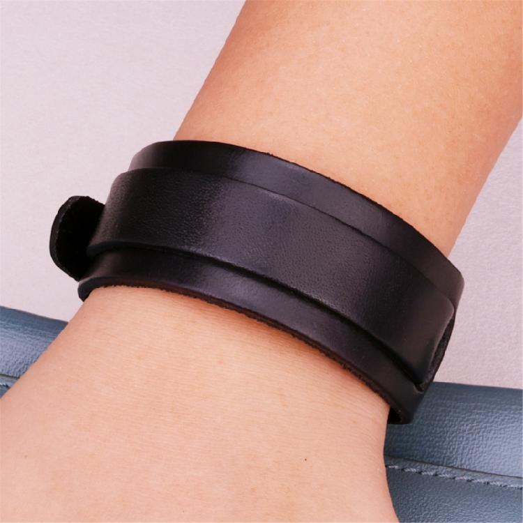 Modern Punk Leather Wristband Double Layer Wrist Strap Adjustable Closure Bracelet Wristler Jewelry