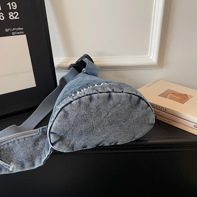 Denim Sling Bag Casual Chest Bag Lightweight Crossbody Backpack for Men and Women