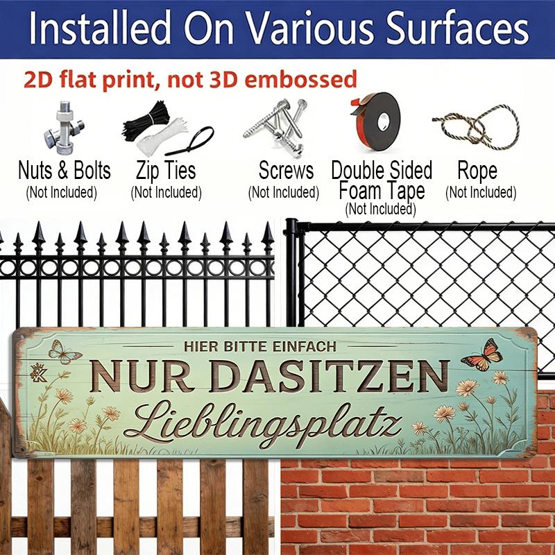 2D Flat Retro Aluminum Sign 15.7×3.94", Favorite Seat Warm Wall Art for Home Garden Porch, Perfect Decor & Gift