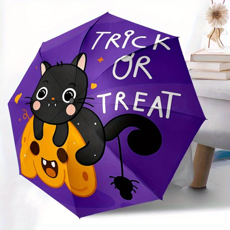 1pc Trick or Treat Adorable Cat and Pumpkin Automatic Opening and Closing Umbrella - Small Umbrella Suitable for Various Occasions, Portable 3-Fo