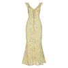Vestido de Tirantes Floral Dulce sin Mangas Amarillo Claro Brillante con Cordones Volantes Largo Elegante Escote Bajo para Fiesta Vestidos Bodycon para Dama
