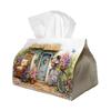 1pc Vintage Shabby Chic Tissue Box-Garden Cottage& Bicycle Floral Print Durable Polyester Fabric for Home, Office, Car, Party-Space-Saving Napkin Hold