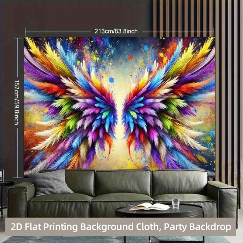 1Pcs Artistic Wings Colorful Feathers Pattern Decoration Background Fantasy Backdrop Decorations For Photo Studio Booth Party