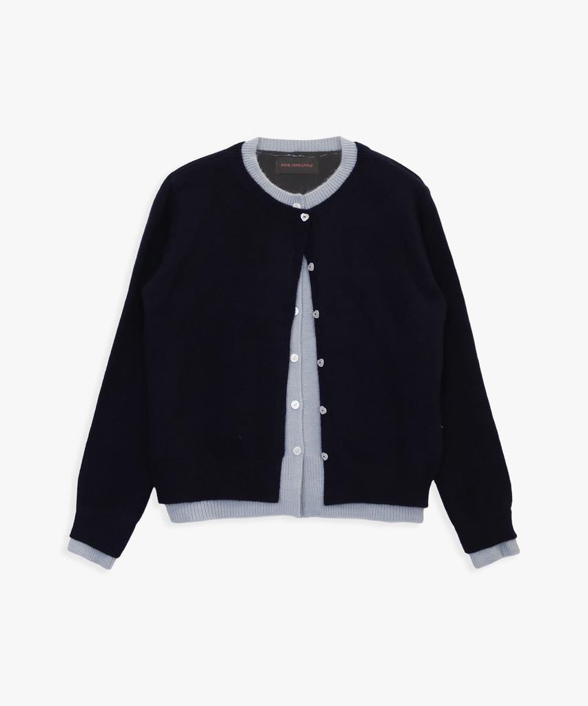 Pink Pineapple Layered Cardigan_Navy