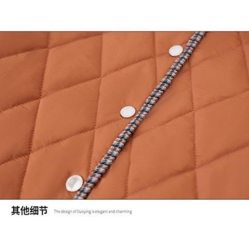 Plaid Contrast Button Long Sleeve Cardigan Pocket Women's Autumn and Winter Lapel Jacket Fashionable Casual Top