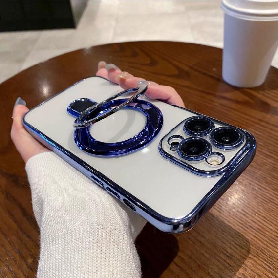 Magnetic Ring Stand for iPhone 17/16 Pro Max Electroplated Soft Case