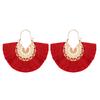Europe and the United States hot-selling earrings, bohemian exaggerated fan-shaped fringed earrings, temperament empty carved stud earrings