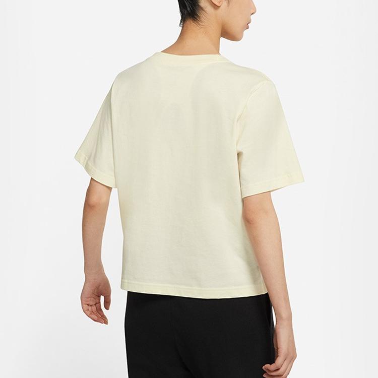 Nike Sportswear Casual Comfort Floral Embroidery Short Sleeve T-Shirt Women Tops Coconut-Milk DD1457-113