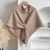 Fashion Solid Color Knitted Shawl Soft Neck Wrap Sweater Shawl Cape Thickened Winter Warm Wool Blended Shawl