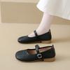 Summer 2025 Soft Leather Woven Fashionable and Elegant Single Shoes Women's Shoes Buckle Lightweight Comfortable