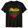Litauen Flagge Herz Grunge Herren T Shirt Lithuanian Pride Vintage Stretched Stylish Designer Clothes Graphic