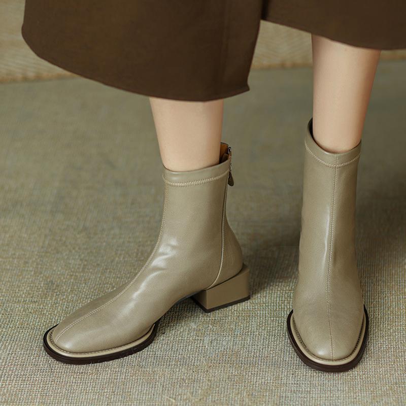 Fashion Comemore Ankle Boots for Women New Fashion Square Head Solid Color Versatile Ladies Shoes High Heels Women's Outwear Short Botas