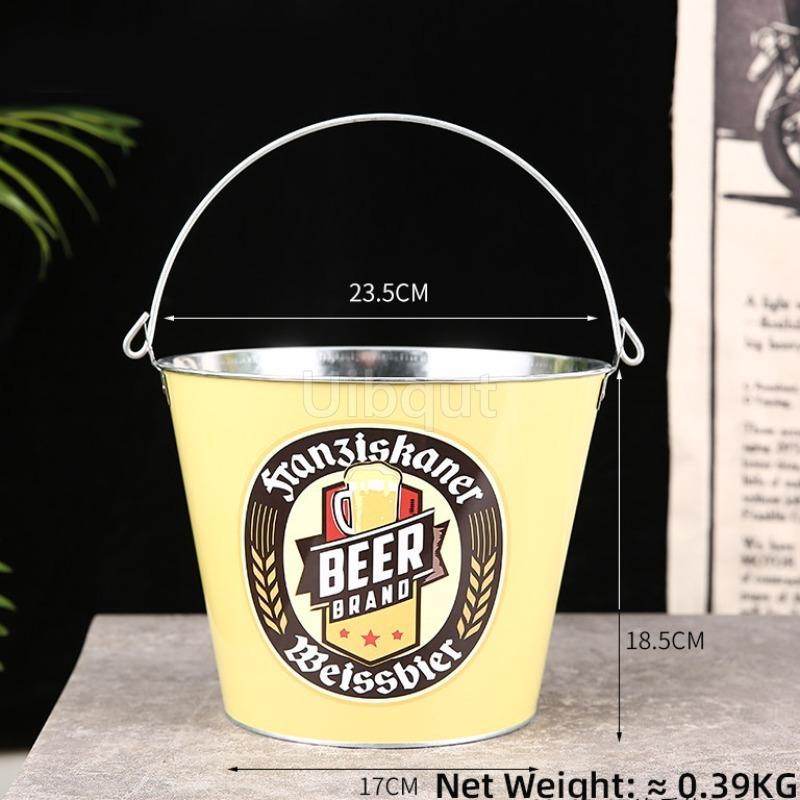 Internet Celebrity Retro Beer Beverage Ice Bucket High Aesthetic Home Handheld Tin Ice Bucket Camping Bar KTV Tonneau En Bois