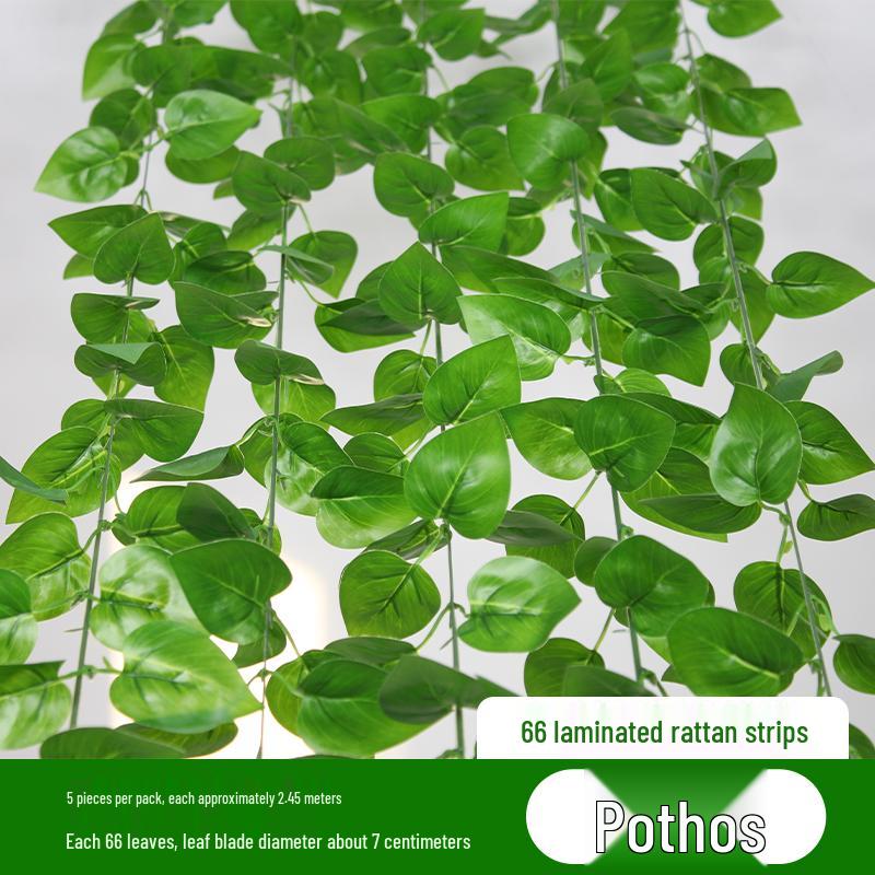 Rattan Pothos Artificial Leaf Vine for Indoor AC and Water Pipe Decoration