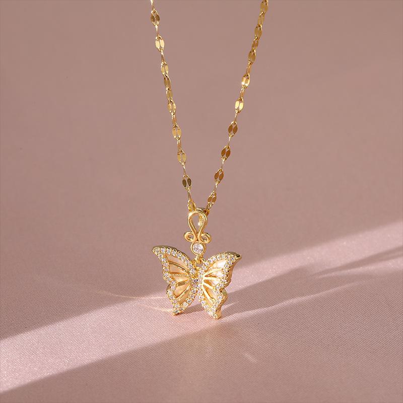 Butterfly Necklace Women'S High Value Light Luxury Trend Temperament Same Neck Chain