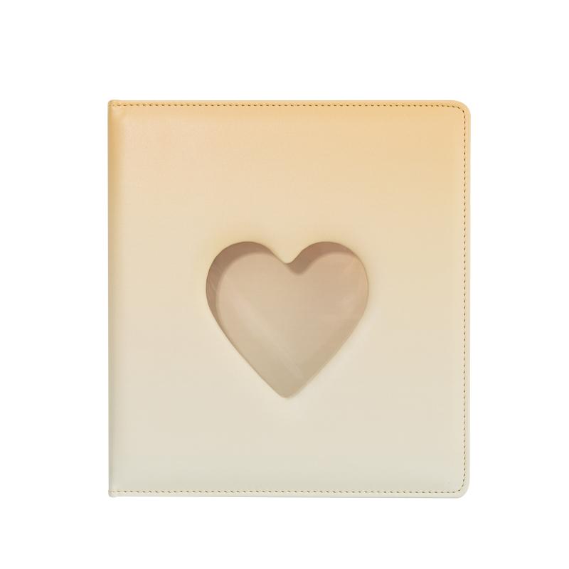 Sweet Macaron Gradient A5 Binder Heart Cutout 3-Ring Loose-Leaf Album, Cute Card Holder for K-Pop Idol Photo Cards Collection