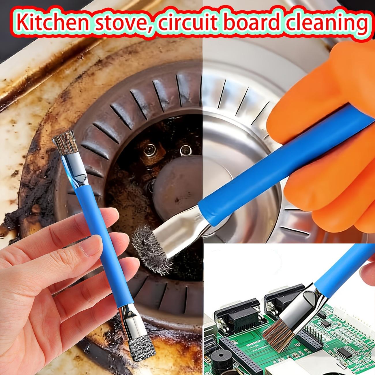 

2pcs Set with 4 Brush Heads, Multi-Functional Dual-Head Stainless Steel Cleaning Brush, Stove Top and Main Board Gap Multi-Purpose Cleaning Brush Four brush heads синий