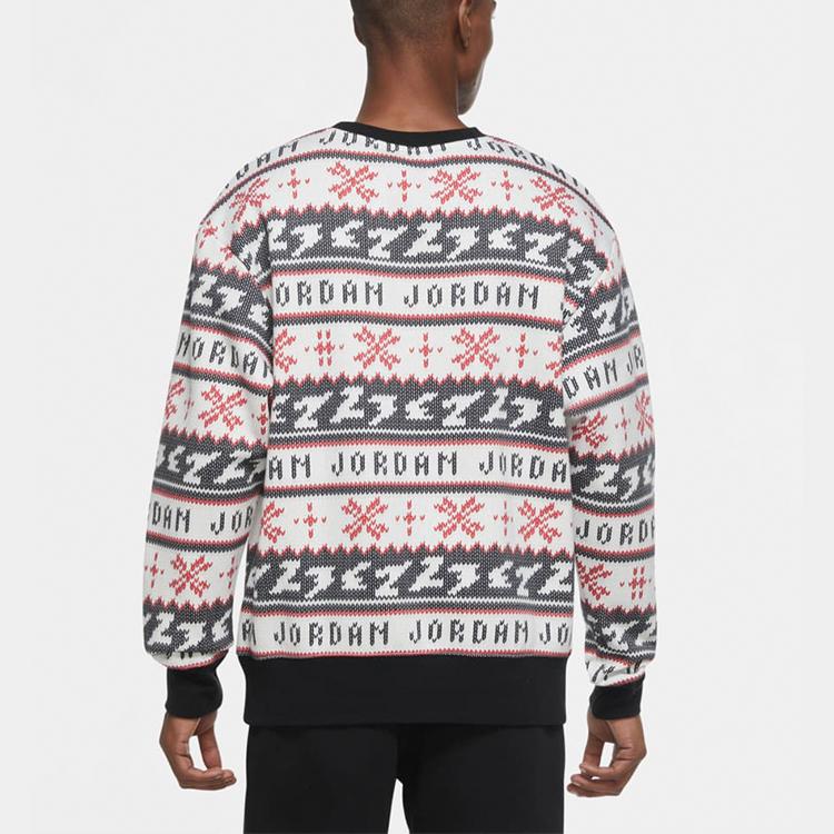 Jordan Jumpman Holiday Christmas Sweater Print Warm Comfortable Casual Crew Neck Sweatshirt Men Tops Black CT3460-010