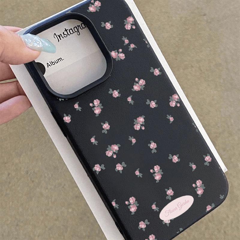 Apple 16 Pro Max/iPhone 15/14 Plus Floral Leather Texture Soft Protective Case