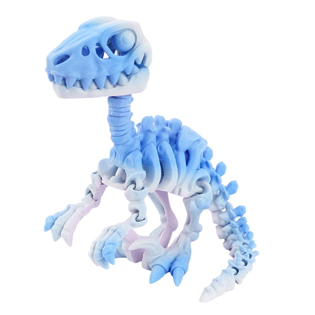 3D Printed Articulated Raptor Skeleton Figurine Dinosaur Bones Poseable ModelToy For Home Office Decors and Collector