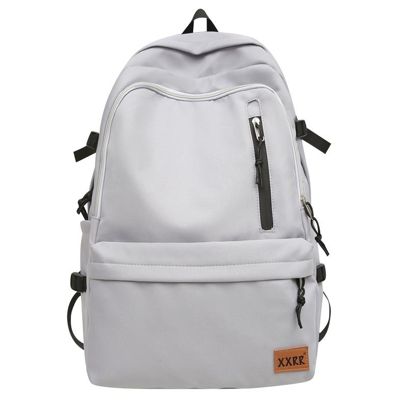 Male Solid Color Backpack Female Large Capacity Student Schoolbag