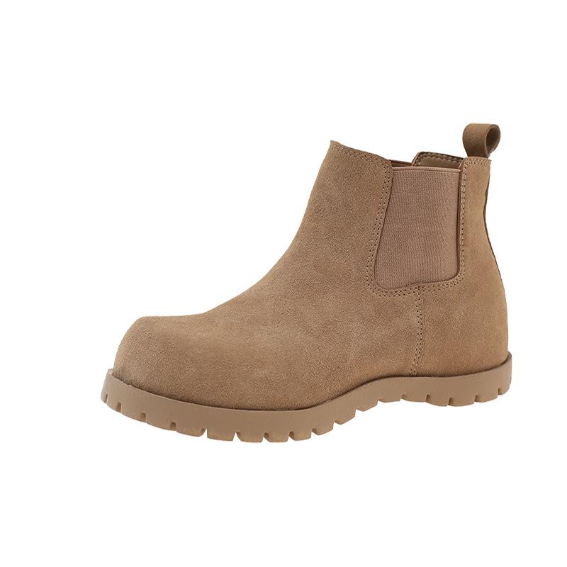 Retro Inner Heightening Chelsea Boots Women's Spring New Matte Leather Chimney Thick Heel Short Boots Children's Thick-soled Martin Boots