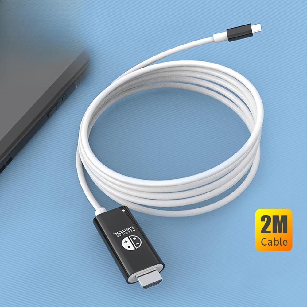 

Кабель 2 м 4K 30 Гц USB Type-C к HDMI HD, совместимый с игровой консолью, ТВ, режимом док-станции для iPhone 16, Xiaomi, Huawei, Samsung чёрный