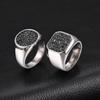 Vnox Men Signet Ring, Stainless Steel Paved Black Cubic Zirconia Band Punk Hip Hop Finger Jewelry Gift for Male Party Daily Wear