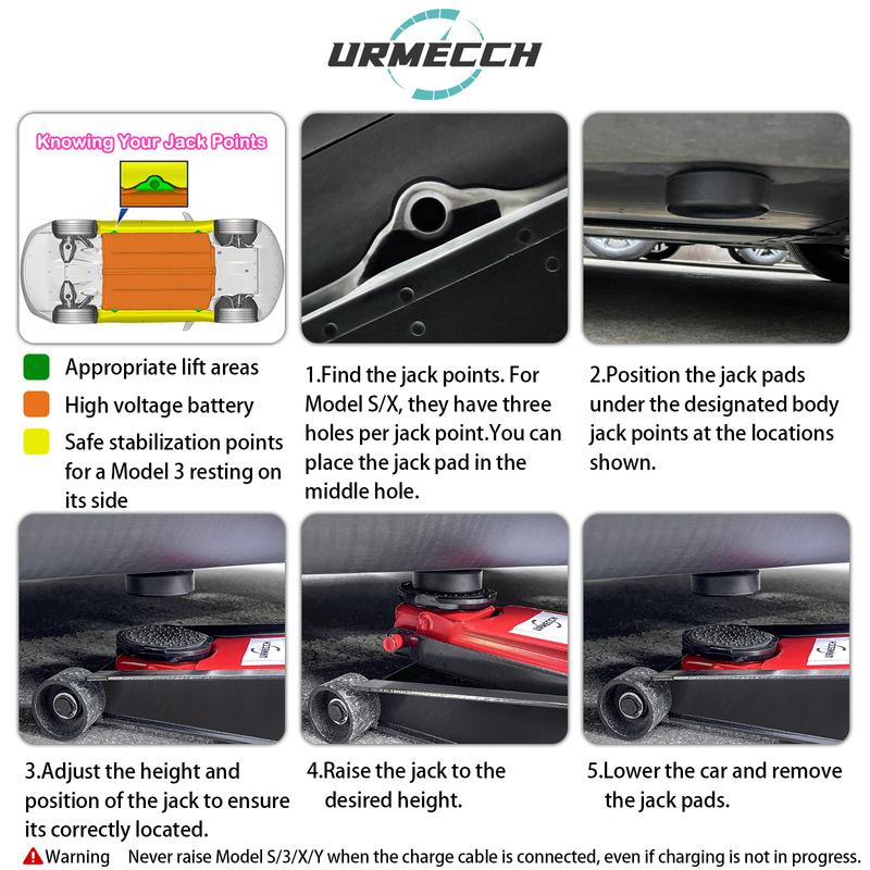 Adaptador de Gato para Elevar para Tesla Model 3 Y S X Kit de Herramientas de Reparación de Neumáticos para Pinchazos de Emergencia con Bomba Infladora de Aire