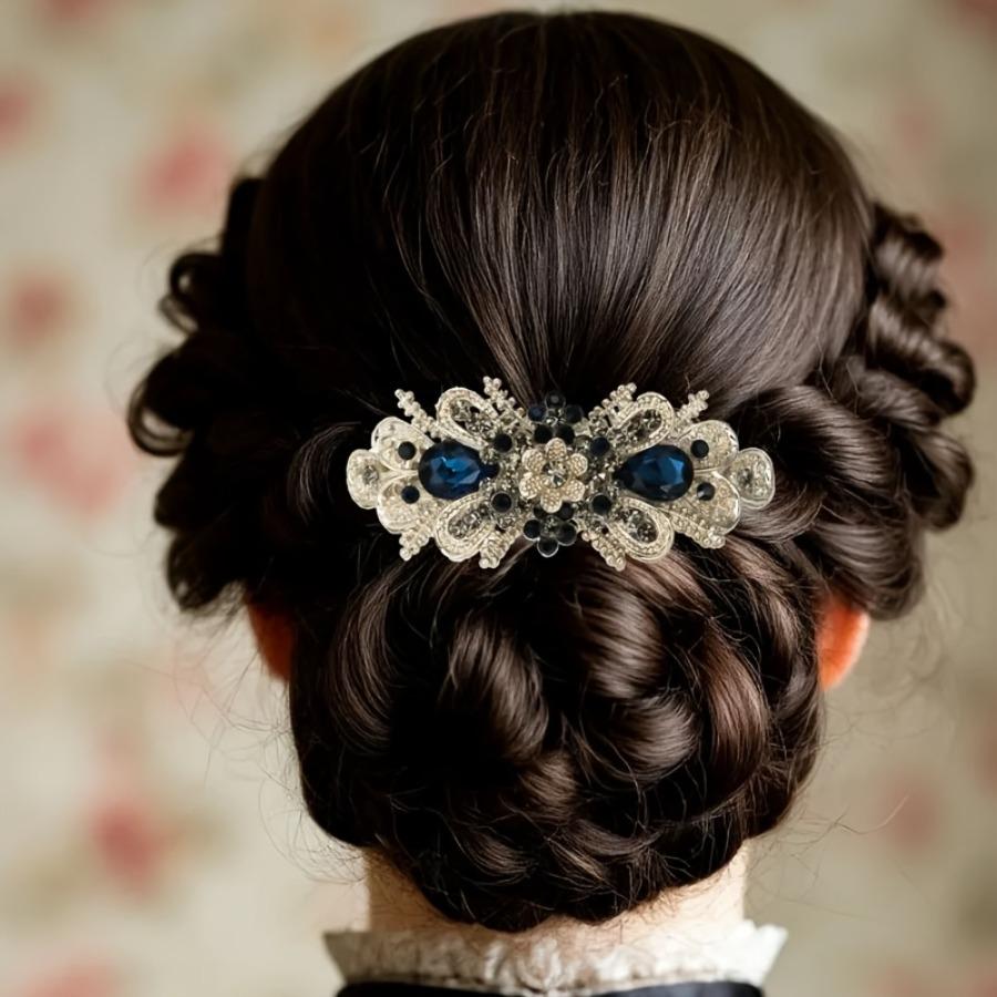 1pc Pinza per Capelli in Lega con Strass, Accessorio per Acconciature da Sera, Regalo