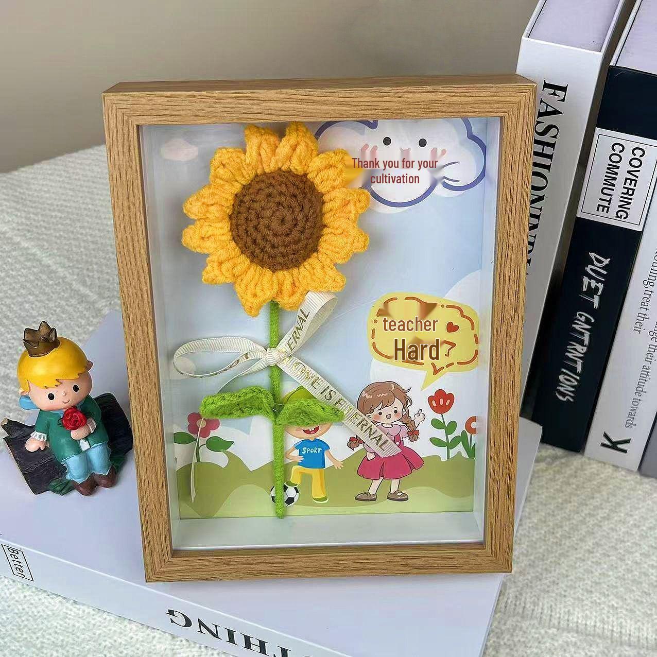 

3D Photo Frame with Knitted Sunflower - Teacher s Day Gift