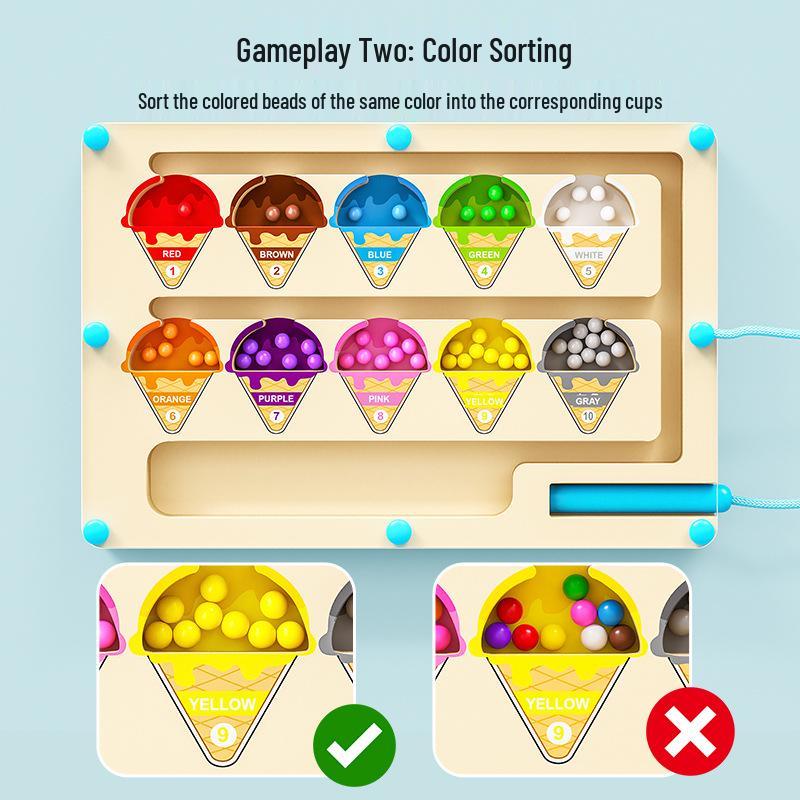 Children's Wooden Marble Maze Game: Magnetic Pen Control for Early Education and Logic Development