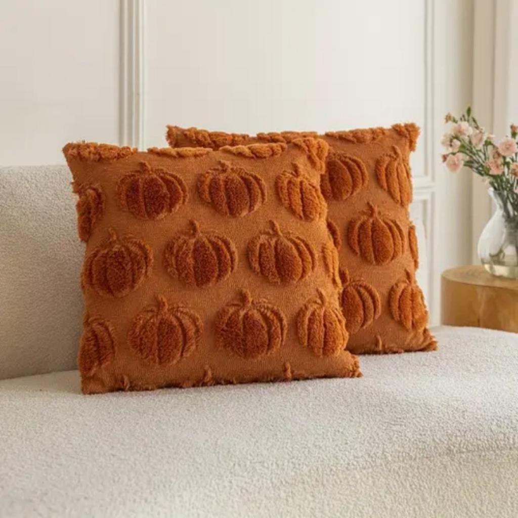 2/1pcs Autumn Pumpkin Throw Pillow Covers - Soft Plush Jacquard, Zipper Closure,  Pumpkin Design,  - Cozy Fall Decor for Sofa & Bedroom
