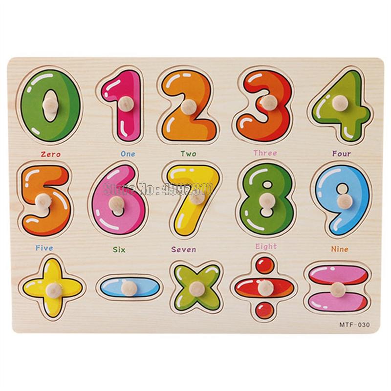 Montessori Educational Toys Game Animal Digital Number Puzzle Board Jigsaw Kids Puzzle Alphabet Letters Wooden Puzzles
