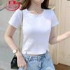 Langsha Women's Cropped Slim Fit Short Sleeve T-Shirt