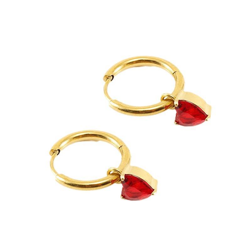 18k Gold-Plated Heart Pendant Earrings with Zircon