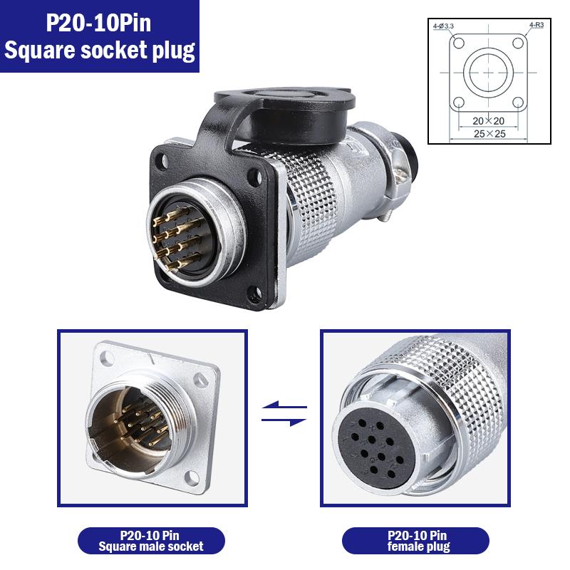P20 Aviation Connector Plug Socket 20mm 2/3/4/5/6/7/8/9/10/12Pins WS20 Male Female Connectors
