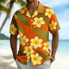 Hawaiian Short Sleeve Shirt, Tropical Floral & Leaf Print, Ideal for Beach Wear