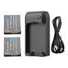 NP-6L Battery  r with LED Indicator Light + 2pcs NP-6L Batteries 3.7V 700mAh with USB Charging Cable
